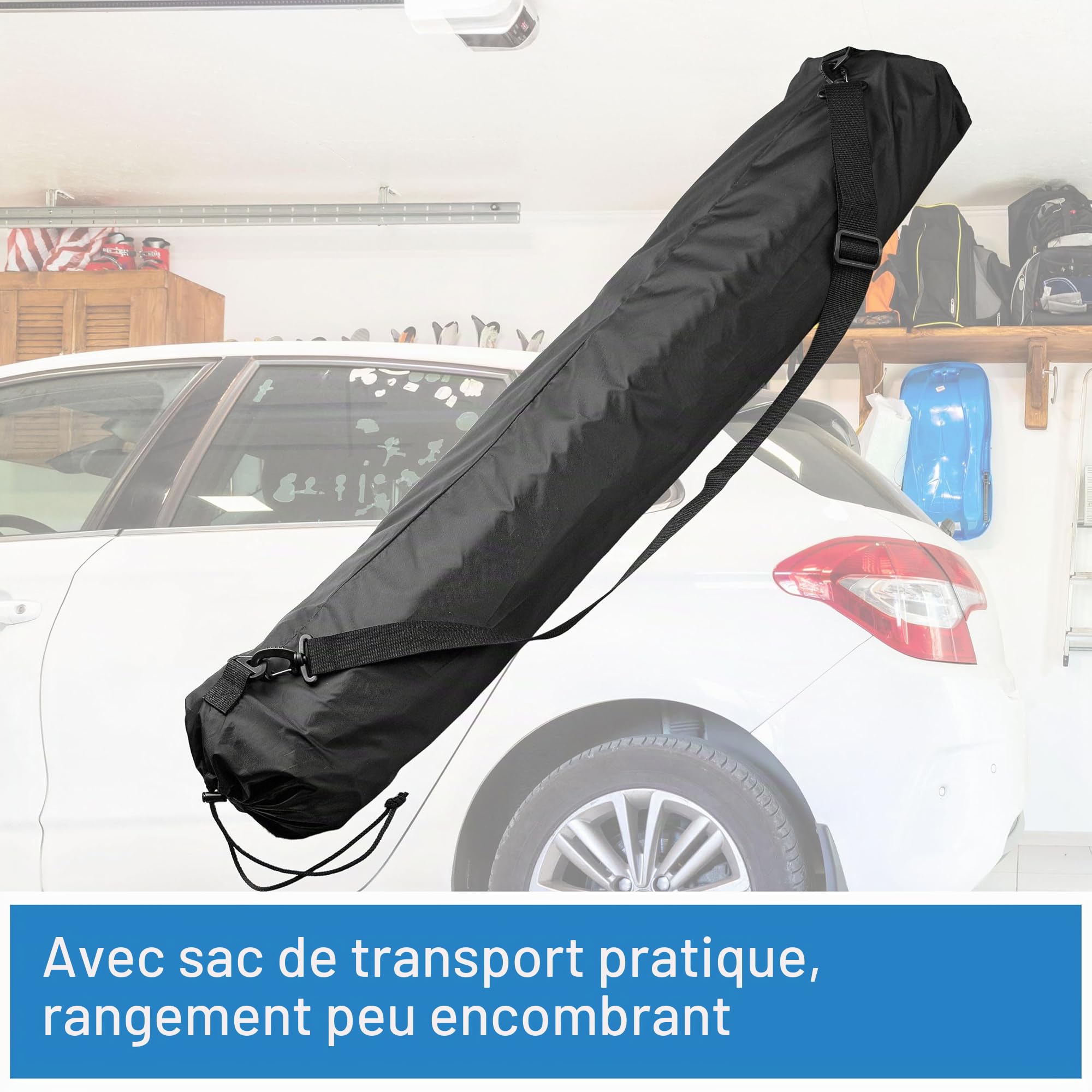 Fischer 126000 Coffre de Toit Pliable, étanche et très Solide de 270 l avec Sac de Rangement, Black | Polyamide imperméable de 270 l pour vacances en famille et camping. Se plie à 100x20x10 cm pour un rangement ultra-compact.