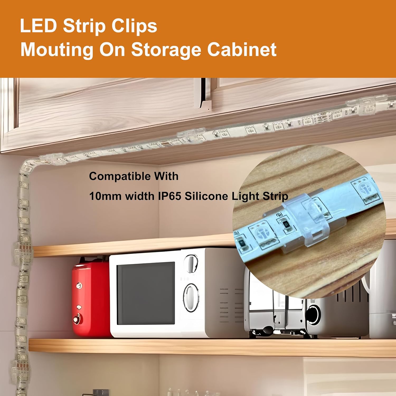 Dual-Mount LED Strip Light Clips - Self-Adhesive & Screw Fixing Brackets for 8-10mm Width/0.31-0.39inch,2.4-2.8mm(0.09-0.11inch) high Indoor LED Strips Mounting (60 Clips + 60 Screws)