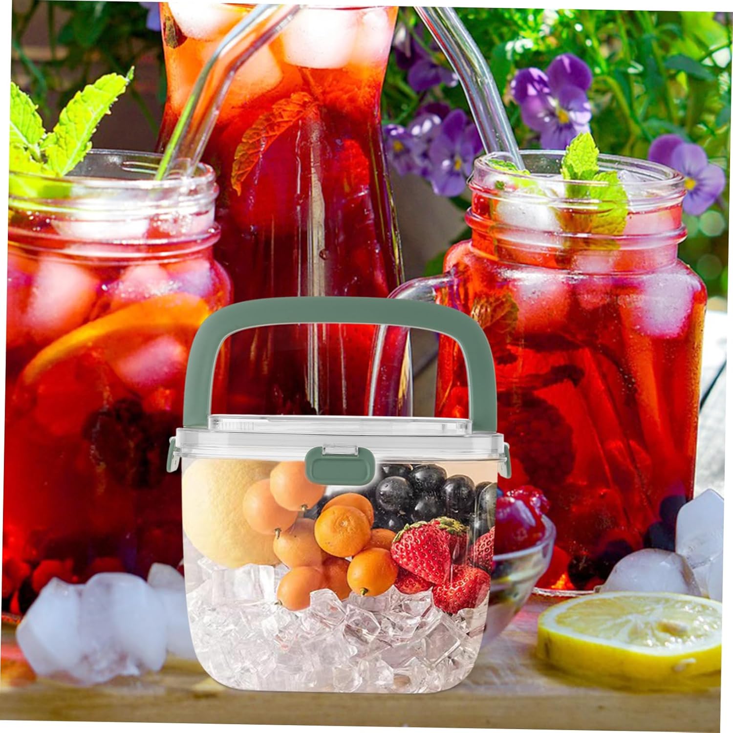 PRETYZOOM 2pcs Reusable Ice Storage Bucket Ice Bucket for Drinks Home Bar Parties Events Compact and Stylish Design for Easy to Store and Transport