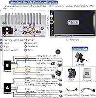 Vista 6 de Podofo - Estéreo de auto de doble DIN con radio, pantalla táctil Bluetooth de 7 pulgadas manos libres, Mirror Link, USB, SD, FM, receptor de audio