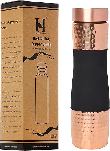 Miniatura 11 de Botella de agua de cobre puro de boca ancha, capacidad de 33.8 fl oz (33.81 onzas líquidas) para beneficios de salud ayurveda (liso) Liso,Cereza