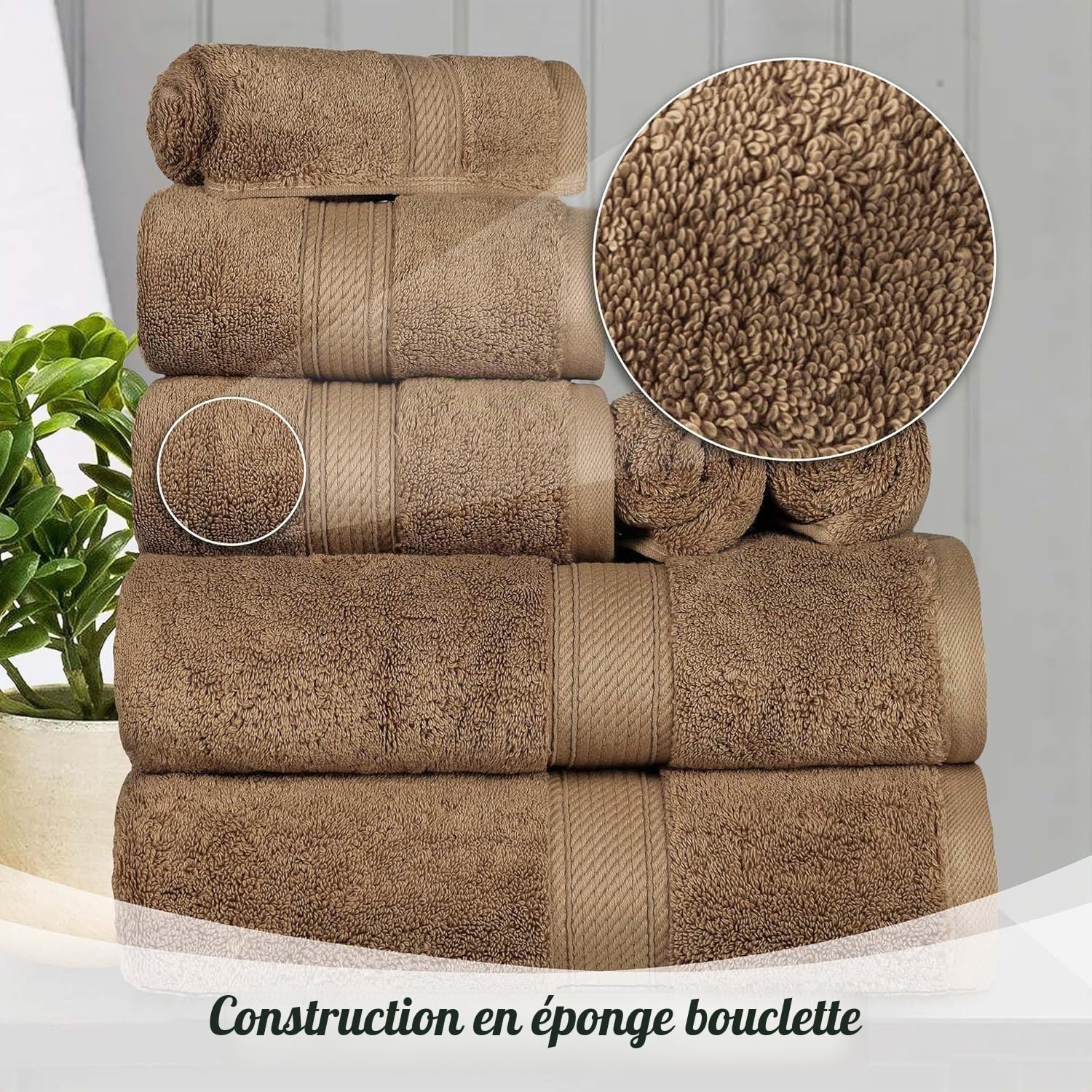 Superior - Ensemble de Serviettes de Bain, 2 pièces, Coton supérieur de 900 grammes, Latte