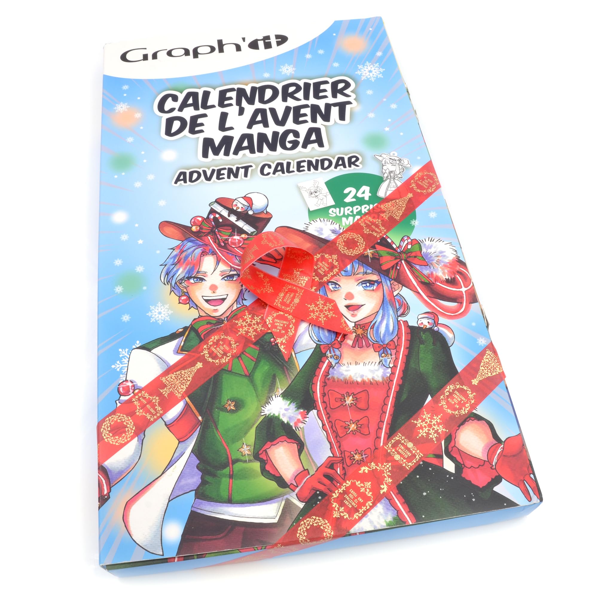 GRAPH'IT Calendario Avvento Manga 2024-24 sorprese creative per fan del disegno - Per adulti e bimbi - Pennarelli, astuccio, feltro inclusi - Idea regalo unisex