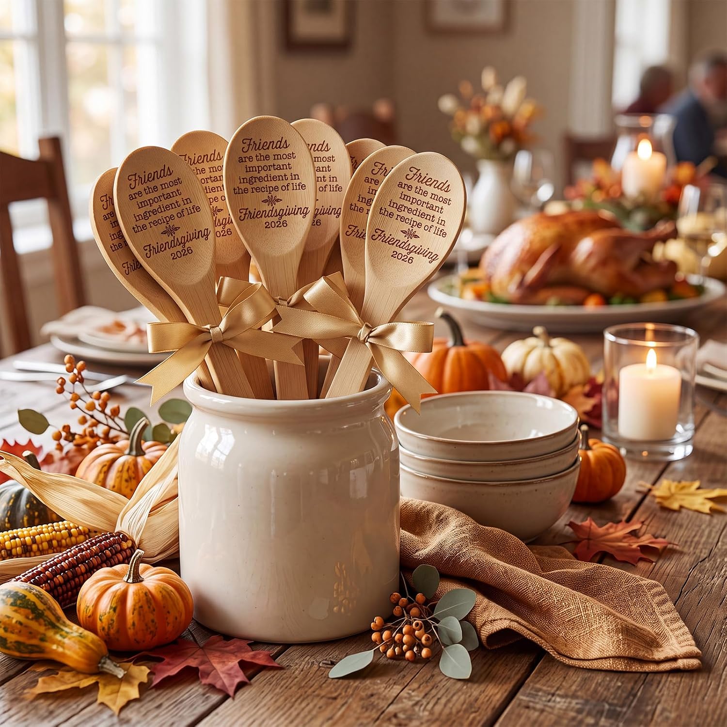 12 Pcs Friendsgiving Gifts Friendsgiving Party Favors Wood Spoons