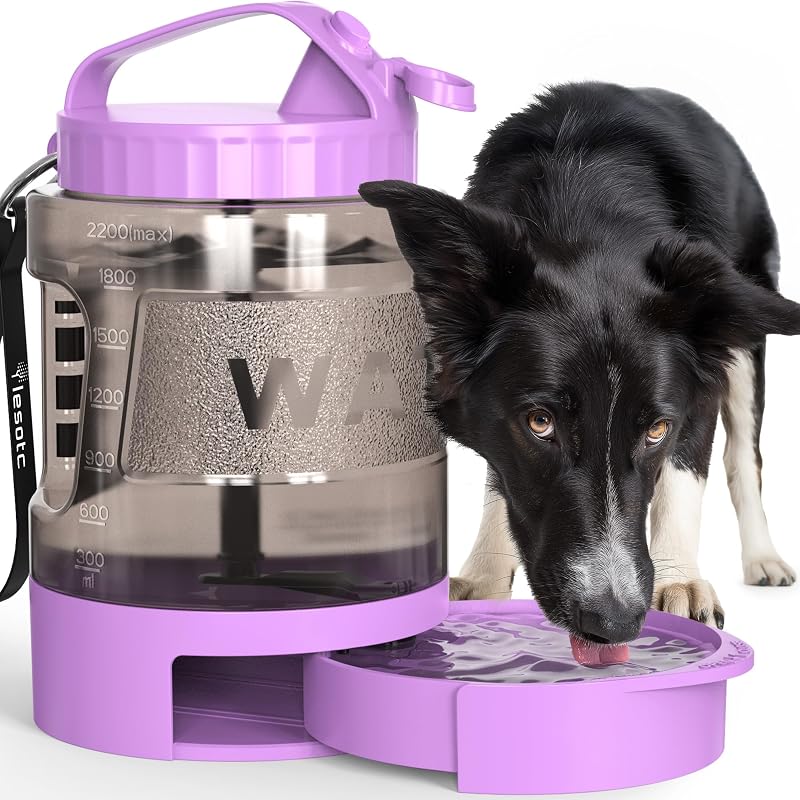 Garrafa de Água para Cães com Bebedouro Portátil em ABS, 2,27 L, lesotc
