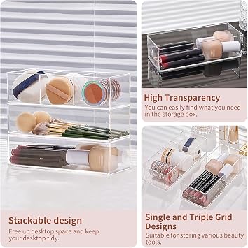 Makeup Drawer Organiser Set of 2 Acrylic Cosmetic Drawer Organiser
