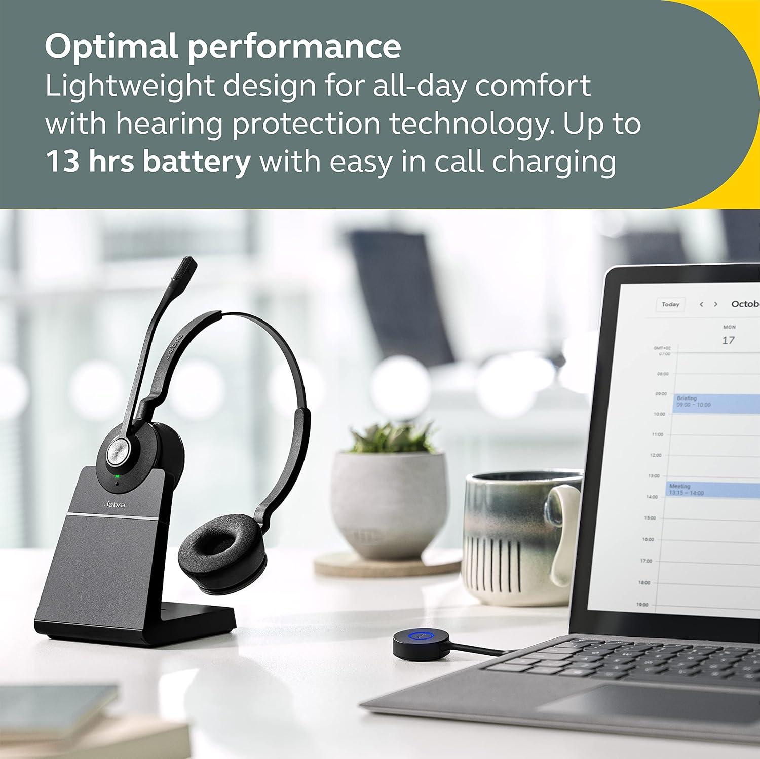 jabra engage 55 stereo wireless headset with dect adapter and charging stand %e2%80%93 noise cancelling microphone extensive range %e2%80%93 certifie