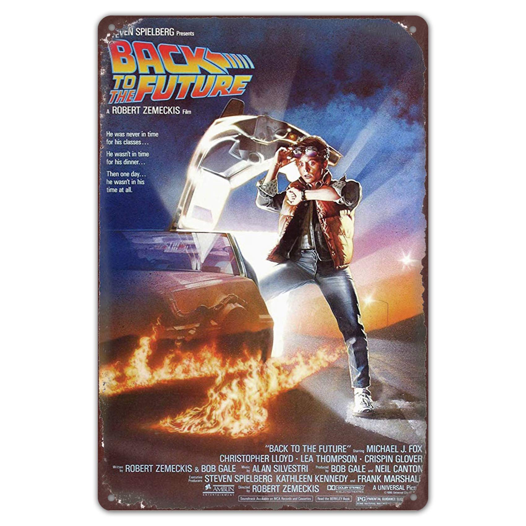 HomDeo Tin Sign 8 x 12 Inches Man Cave Decor Art Bar Barber Shop Back To The Future 1985 Movie Vintage Pub Metal Signs Vintage Wall Personalized