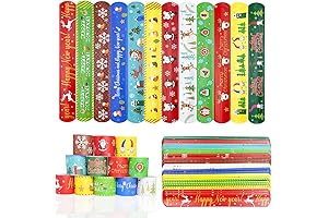 JoFAN 48-Piece Christmas Slap Bracelets for Kids