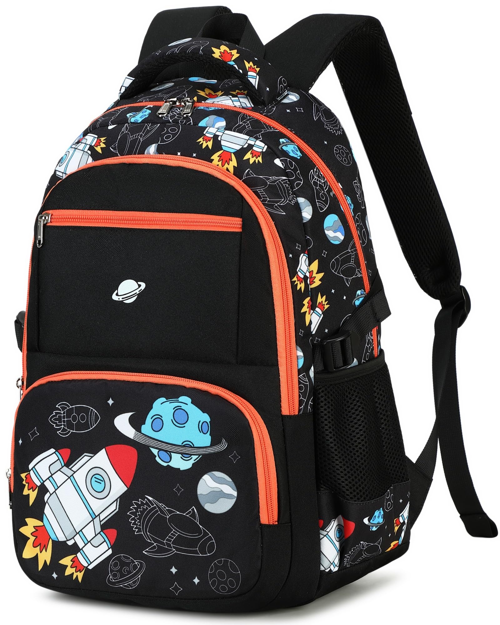 Bluboon Kids Backpack Boys Camo Bookbag Teens Elementary School Bag Daypack Travel Back Pack Middle school (Rocket Blue Planet)