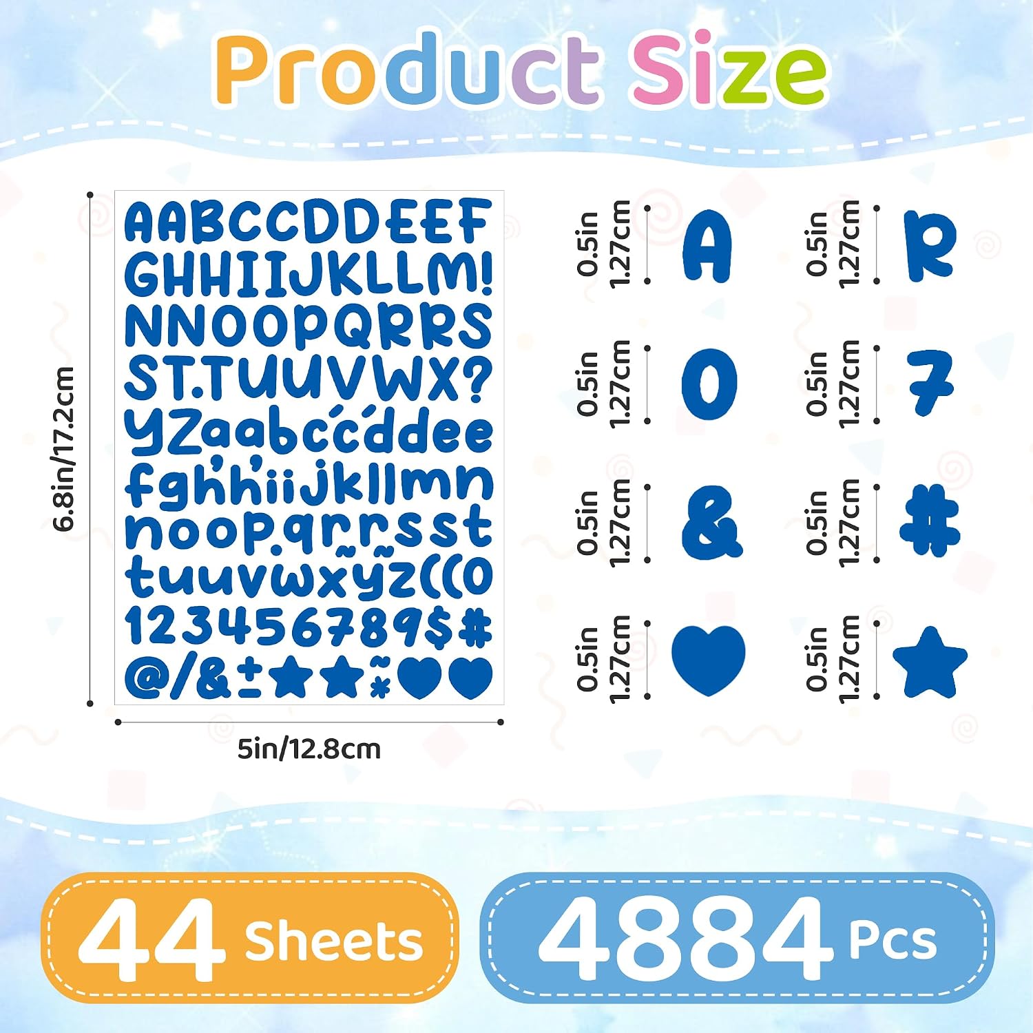 44 Sheets Letter Stickers 0.5 Inch 4972 Pcs Alphabet Stickers (Navy Blue) image 2