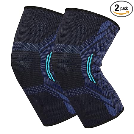 Dr Fitzy (1 PAIR) Anti-slip sports knee support for men gym squats, ortho knee caps for women gym, sports knee cap for men (2pcs high compression knee sleeves for squats and running) (MEDIUM, BLUE)