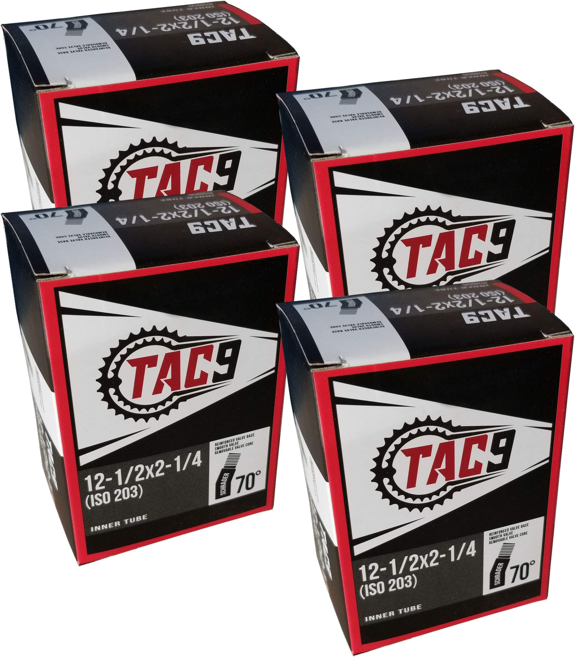 TAC 9 Inner Tube - 12-1/2" x 2-1/4" with 70 Deg Angled Valve for Easy Inflation. Fits Stroller, Kids Bike, Trailer and More!
