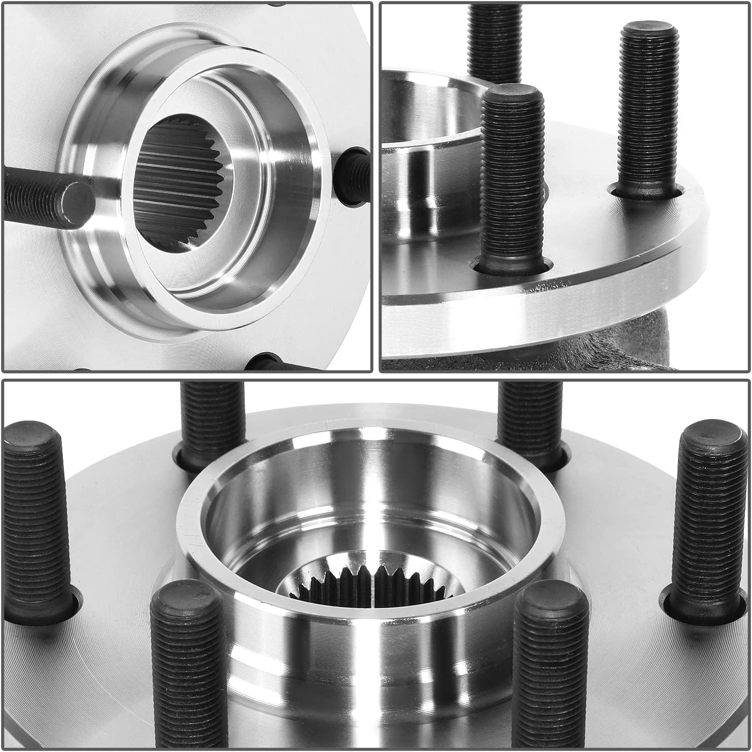 Factory Style Front Wheel Bearing Hub Assembly with ABS Sensor Plug Compatible with Nissan Frontier NP300 Pathfinder Xterra 4WD 2005-2019, Driver or Passenger Side, Bare Steel