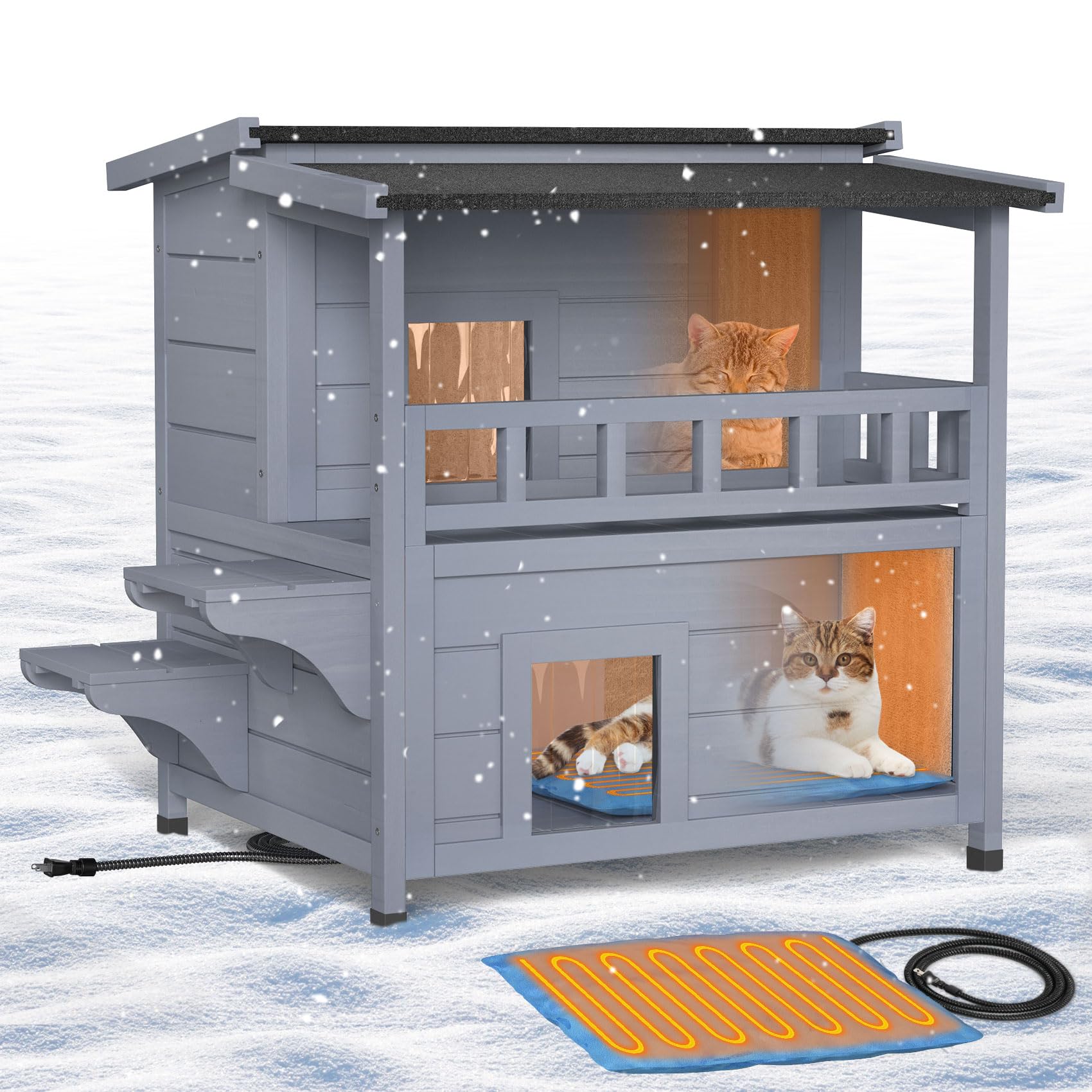 PETIMBER Heated Cat House for Outside