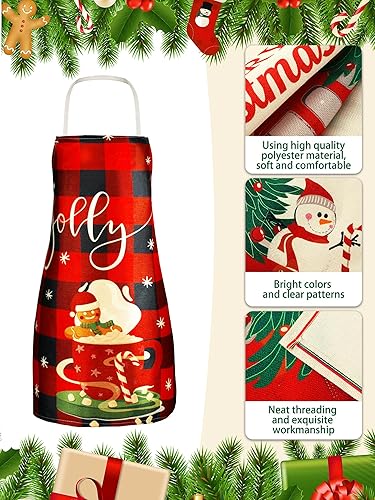 Miniatura 3 de SATINIOR 4 Pieces Christmas Kitchen Aprons Adjustable Cooking Apron Christmas Aprons for Women
