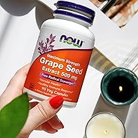Vista 6 de Now Supplements, extracto de semilla de uva, fuerza máxima 500 mg (un extracto altamente concentrado con un mínimo de 90% de polifenoles), 90