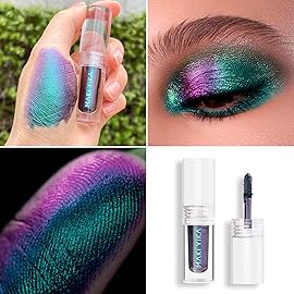 MAKI YIKA Glitter Eyeshadow Teal Liquid Multichrome Eyeshadows Long Lasting, Metallic Chameleon Eye Shadow Smudgeproof Holographic Eye Topper Glitters (3 Dawn)