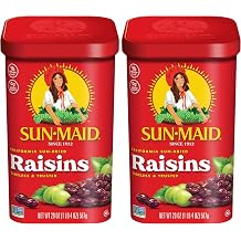 Sun-Maid California Sun-Dried Raisins - 20 oz Resealable Canister - Dried Fruit for Healthy Snacks, School Lunches, and Natural Sweeteners Pack of 2