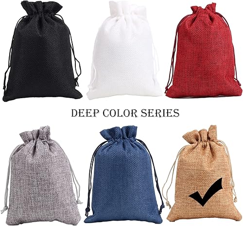 Miniatura 7 de YANGBOYY Bolsas de arpillera, paquete de 25 bolsas de arpillera de 5 x 7 pulgadas, bolsa de regalo con cordón de arpillera, bolsa de regalo de