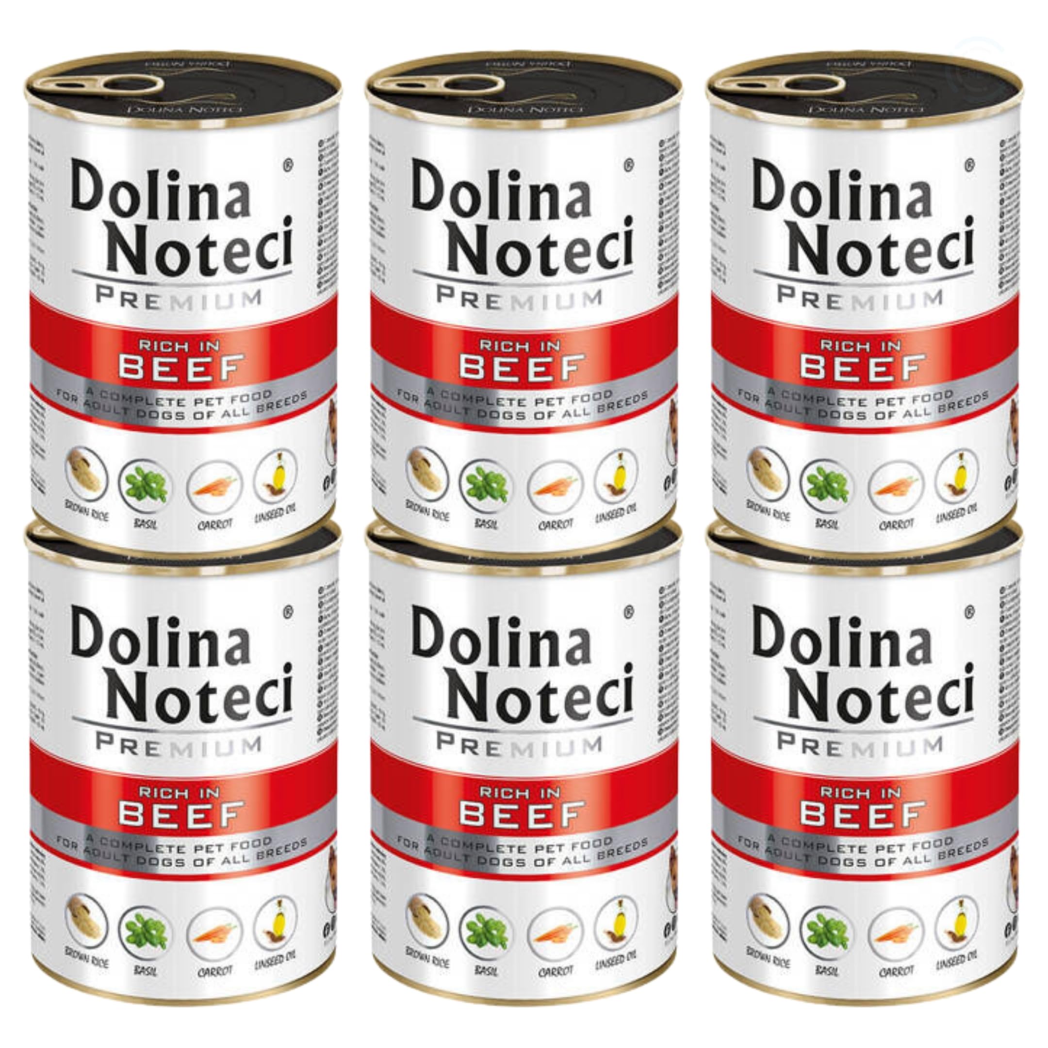 Dolina Noteci Premium Wet Dog Food, Beef with Rice, Gluten-Freee (6x400g)
