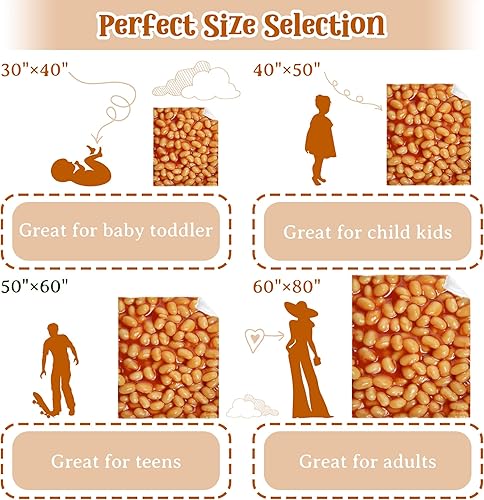 Miniatura 9 de Manta de frijoles horneados, súper suave y acogedora para decoración del hogar, sofá, cama, sofá de 60 x 50 pulgadas, mediana para adolescentes para