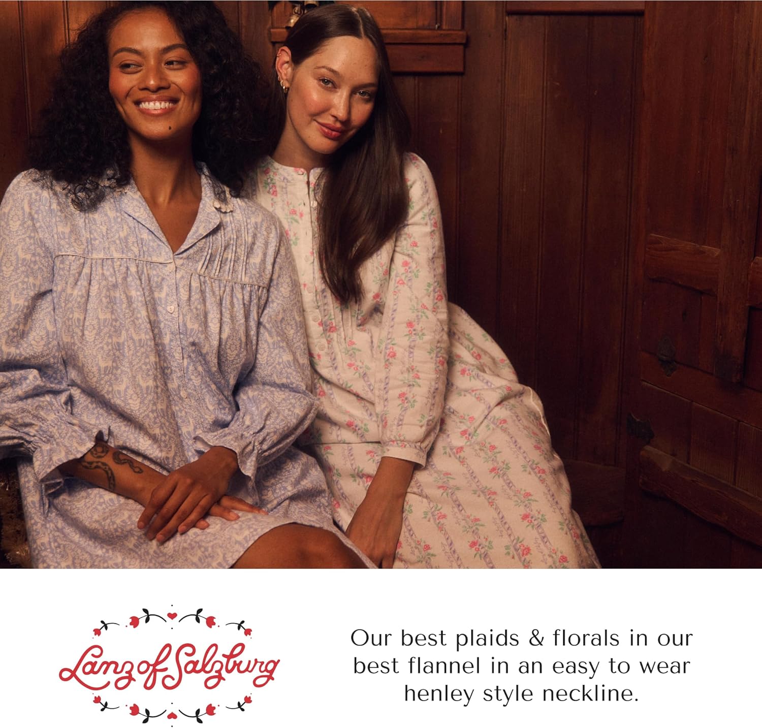 Lanz of Salzburg Sleepwear for Women Classic Long Sleeve Henley Style Soft Flannel Pajama Nightgown - Image 6