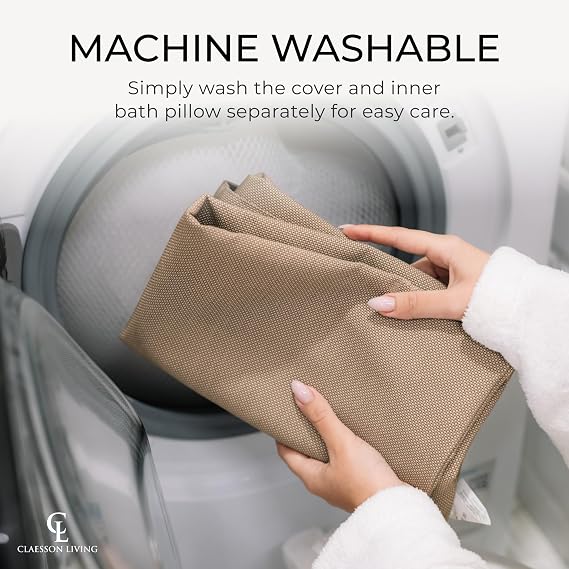 Luxury Bath Pillow for Tub - Thick and Comfortable Bathtub Pillow Support for Head and Neck and Back - Washable Quick-Drying Bath Pillows - Bath Cushion for Home Spa Soaking Tub Relaxation - Sand