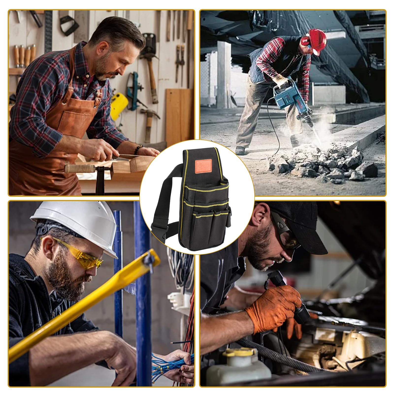 OMJMYY Marsupio Porta Attrezzi, Borsa da Cintura per Attrezzi Cintura Porta Attrezzi Multi Tasche in Tela Oxford Custodia per Elettricista Falegnami Giardinieri Manutenzione