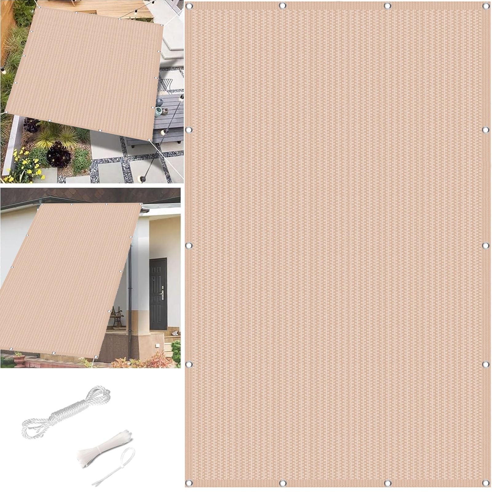 Voiles Ombrages Imperméable Rectangulaire 6 X 8.5 M UV Protection Avec Oeillets Tissu Polyester Multi Couleur Et Taille Toile Imperméable La Couverture Végétale Serre Pergola, Noir