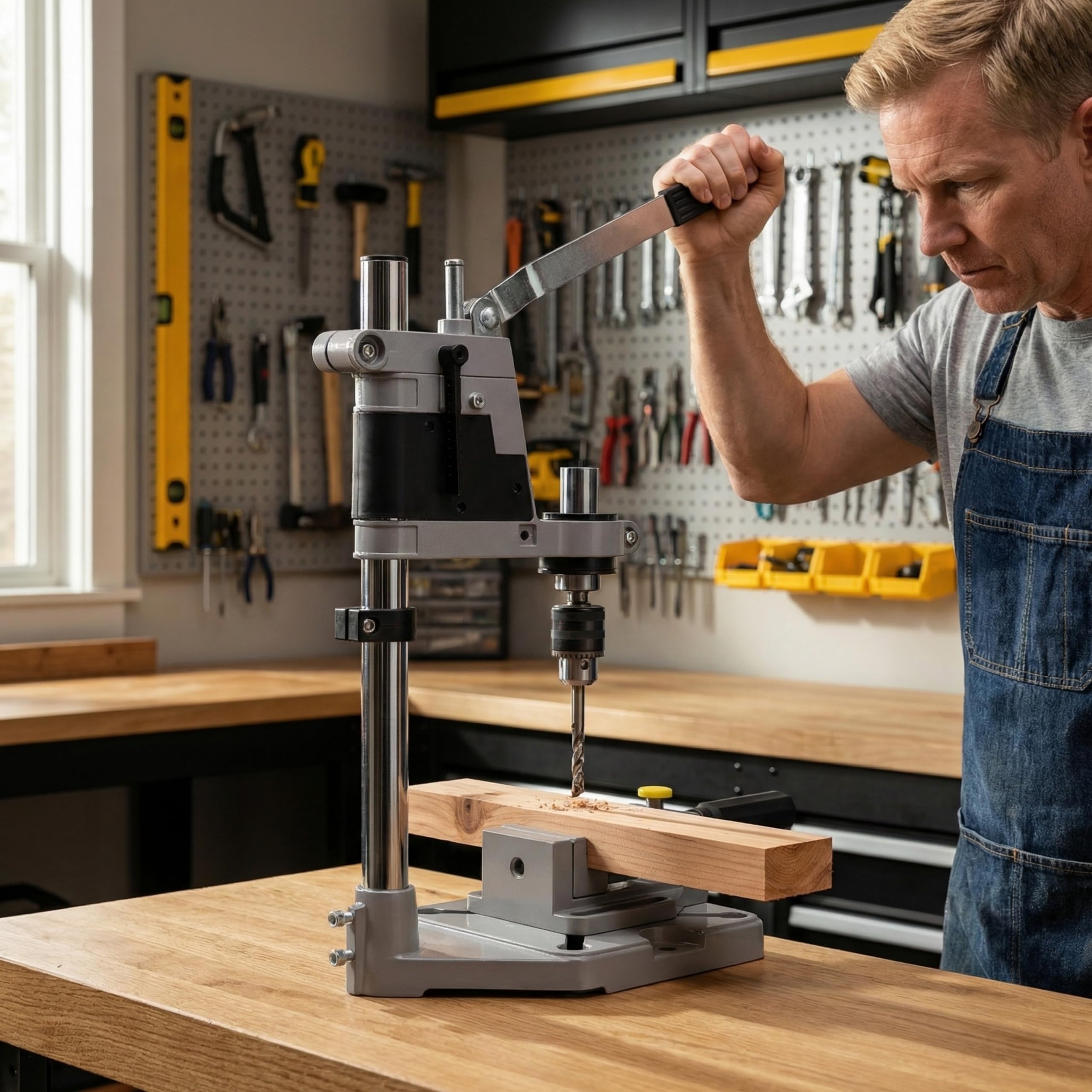 Hand Drill Press Stand - Workbench DIY Woodworking -6 Hand Drill Press Stand - Workbench DIY Woodworking -6