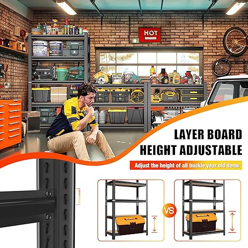 Miniatura 4 de Estantería de garaje de 72 pulgadas de alto, 35.43 pulgadas de ancho, estantería de 5 niveles de fácil montaje, estante ajustable de alta