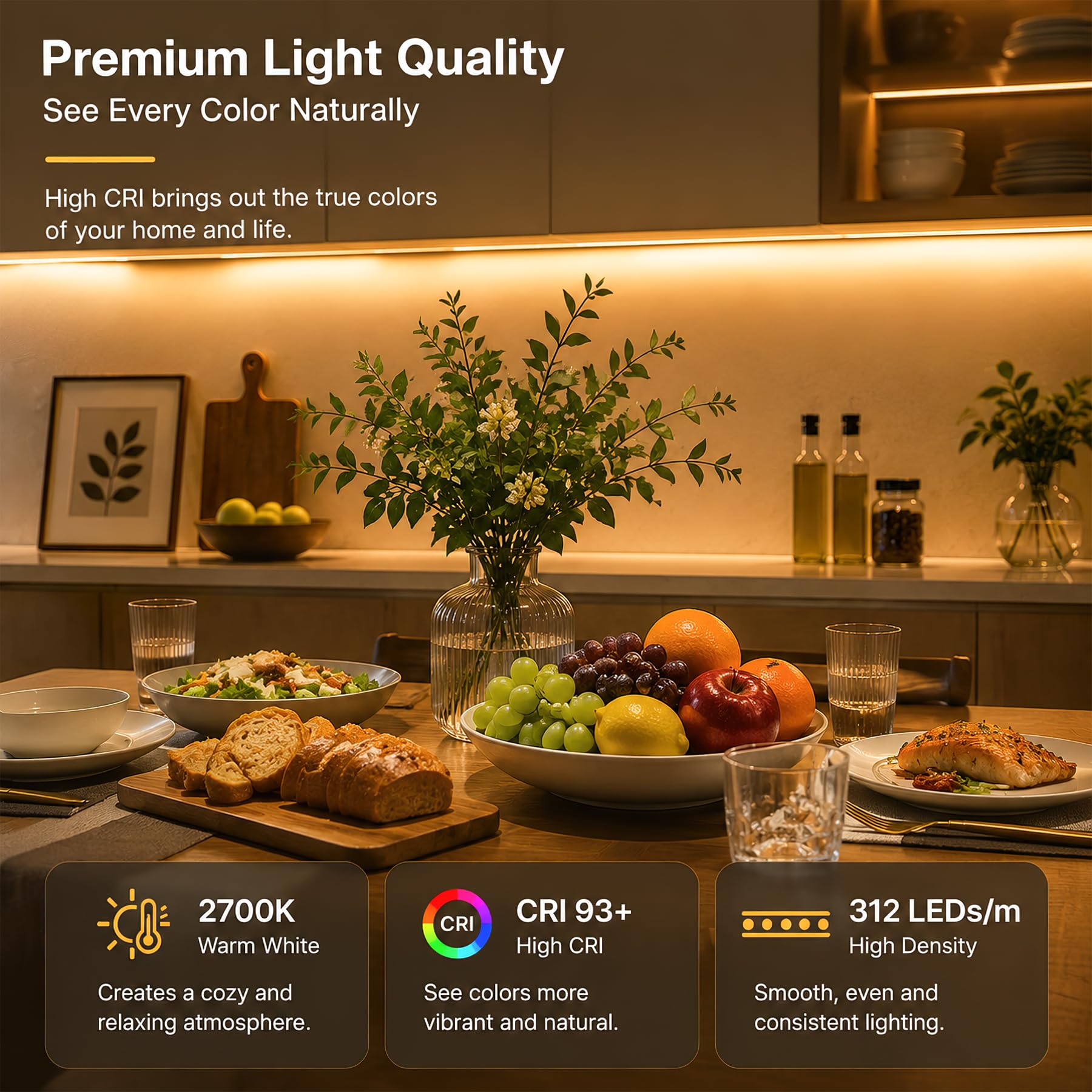 Sylvwin Striscia LED COB 20M,Strisce LED 24V 2700K Bianco Caldo