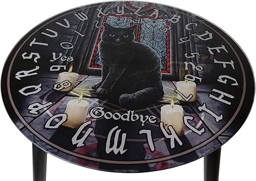 Miniatura 3 de Ebros Occultic Wicca Lisa Parker Sagrado Circle Black Cat Ouija Spirit Board con plancha redonda de 16 pulgadas de alto, mesa auxiliar redonda para