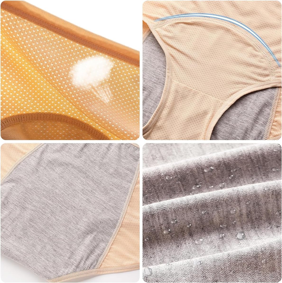 Fluxe Inkontinenzunterwäsche für Damen, Fluxe auslaufsichere Unterwäsche, Inkontinenzhöschen, Schutzunterwäsche, wiederverwendbar und waschbar, 8 Stück, Größe XL