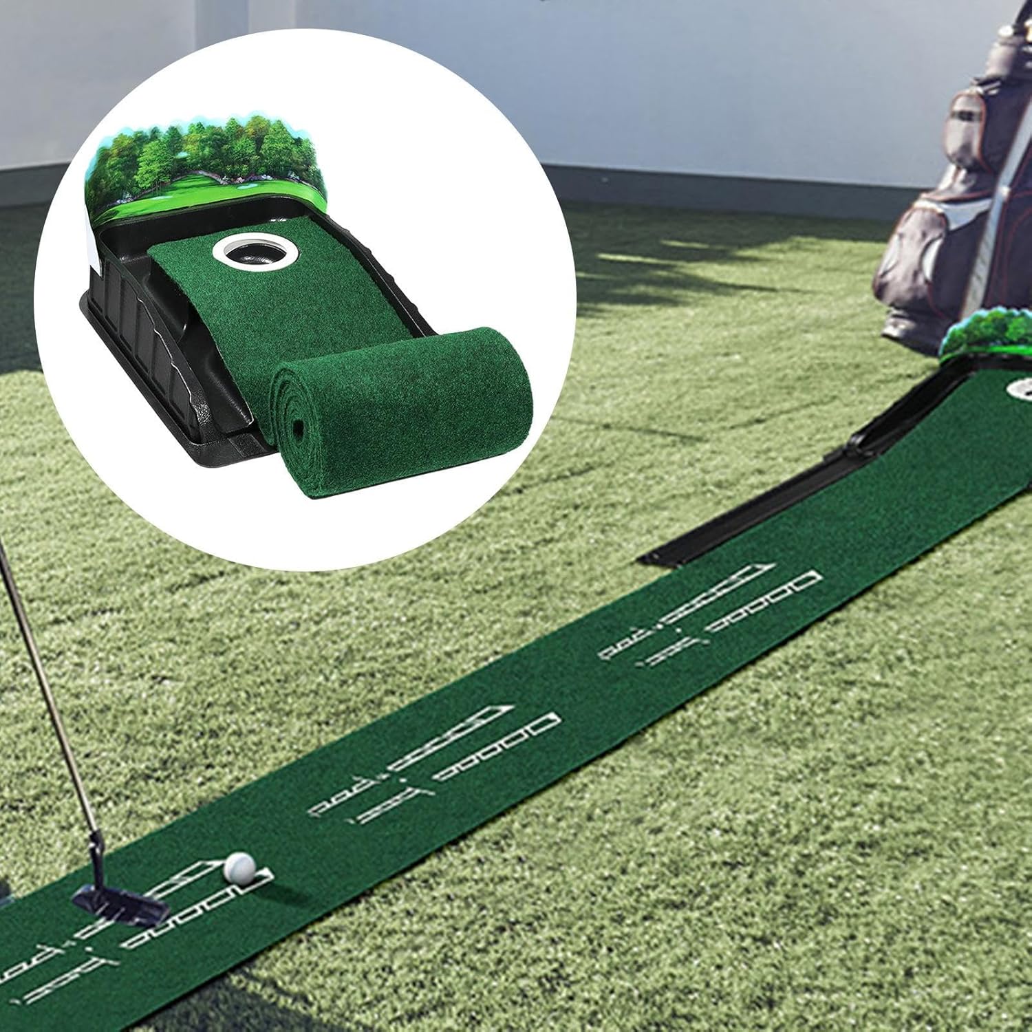 Putting Green Indoor, Putting Green Indoor | Outdoor Golf Mat | Golf Mat with Automatic Ball Return Track for Birthday, Lovers, Mini Games, Practice