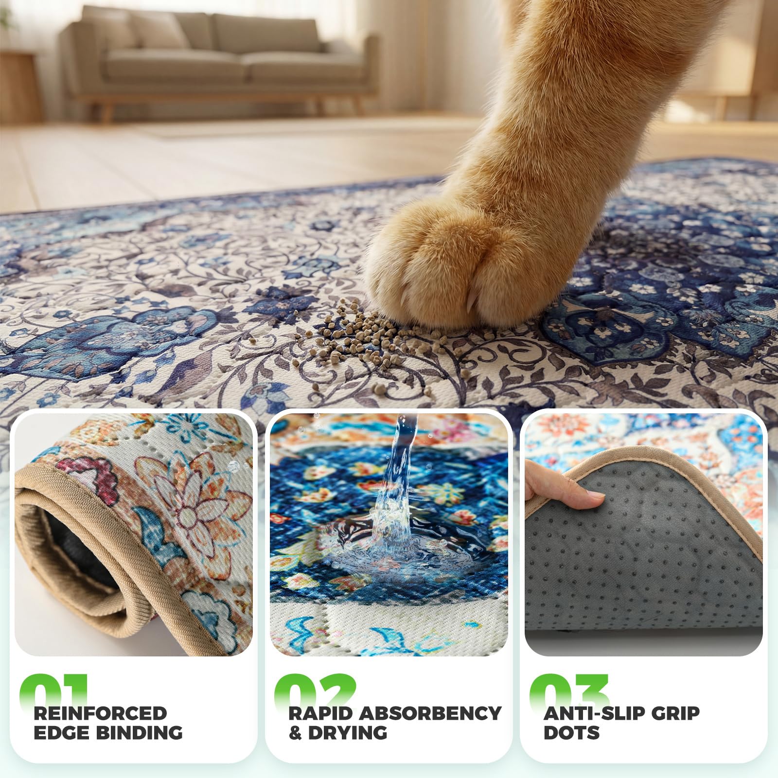 Hompet Lot de 2 tapis hygiéniques réutilisables pour chiens, antidérapants et lavables pour le sol, 89 x 152 cm, crème