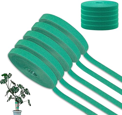 5 rollos de cinta verde para jardín  12 pulgada 165 pies  Corbata giratoria para plantas de jardín, hogar, oficina (verde)