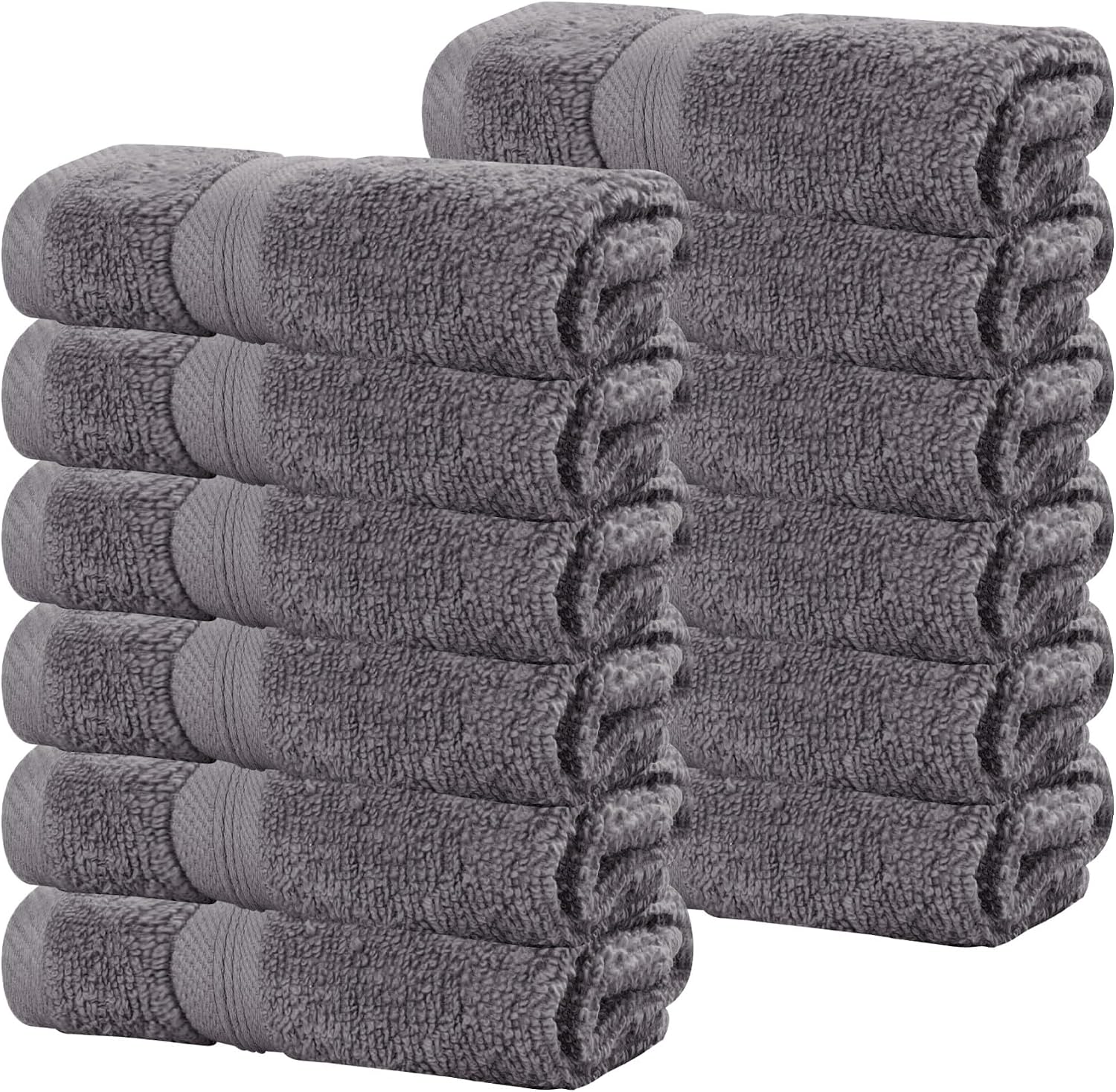 SUPERIOR Cotton Face Towel/Washcloth Set, Daily Use, Bathroom, Guest Room, Resort, Spa, Facial, Home Essentials, Soft Plush Absorbent Small Towels, Zero Twist, Smart Dry Collection, Set of 12, Grey image 2