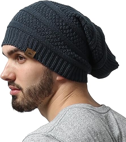 Vista 9 de Slouchy Cable tejido Gorro de lana por Tough Headwear – Gorro de lana de gran tamaño Sombreros Gorros Graves Sombreros Para Hombres y Mujeres