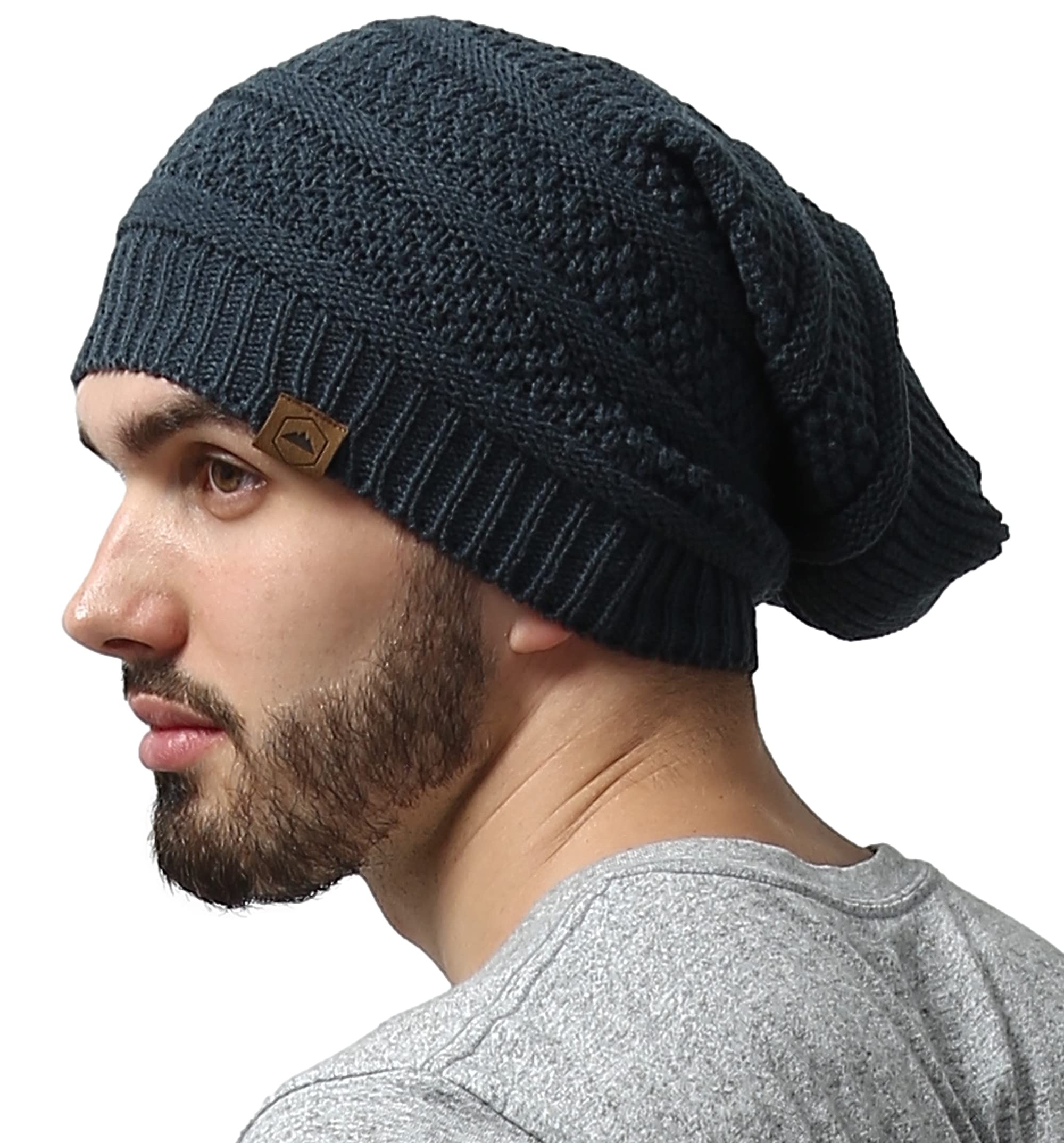 Tough Headwear Slouchy Beanie Hat - Cable Knit Winter Hat for Women - Stretch Beanie for Men - Versatile Mens Gifts