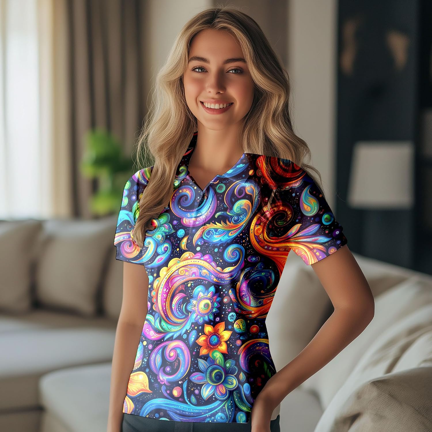 Womens Golf Shirt Short Sleeve Funny Golf Shirts for Woman Tennis Outfit