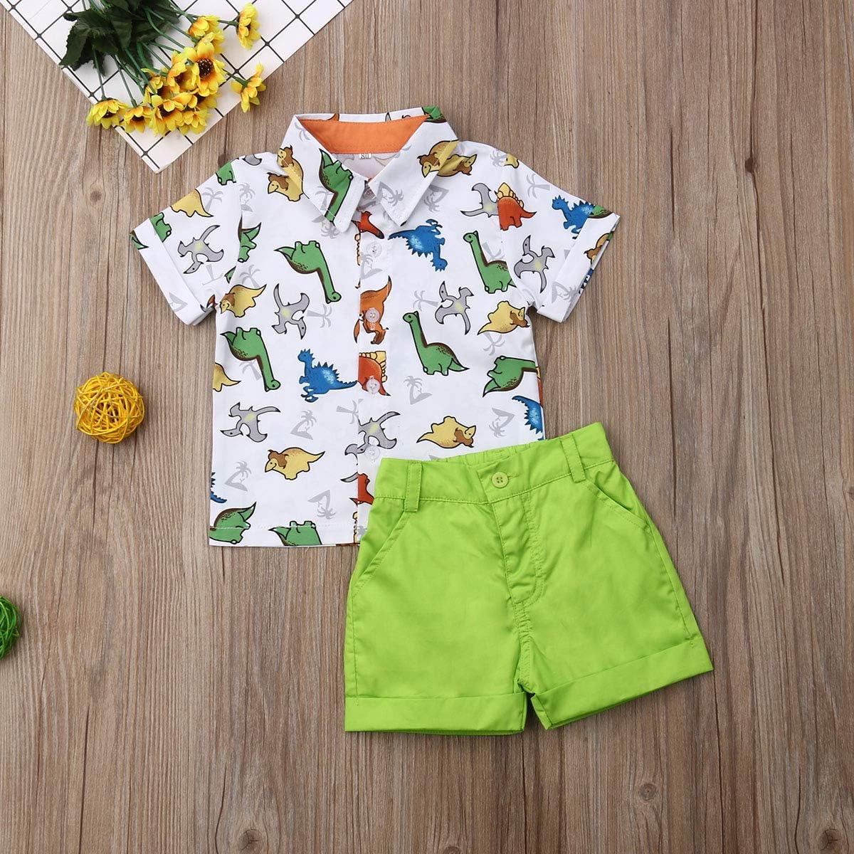2Pcs Baby Boys Summer Clothing Sets Cute Letters Print Button Down Shirt+Shorts Outfits Toddler Clothes - Image 2