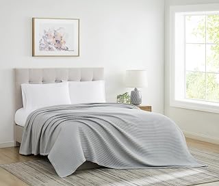 CANNON Heritage Cotton Waffle Grey Cotton 1-Piece Full/Queen Blanket, Solid Color Themed, for Men and Women, Oeko-TEX Certified Confidence