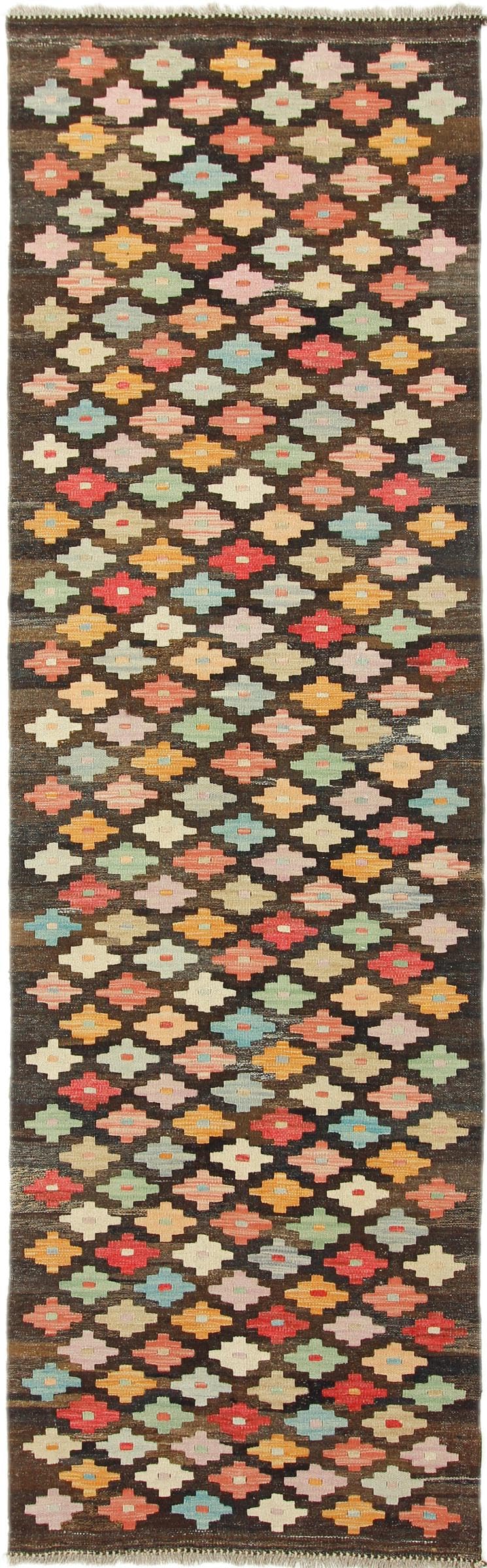 Tapis d'Orient Kilim Afghan 90x288 en laine véritable tissé main
