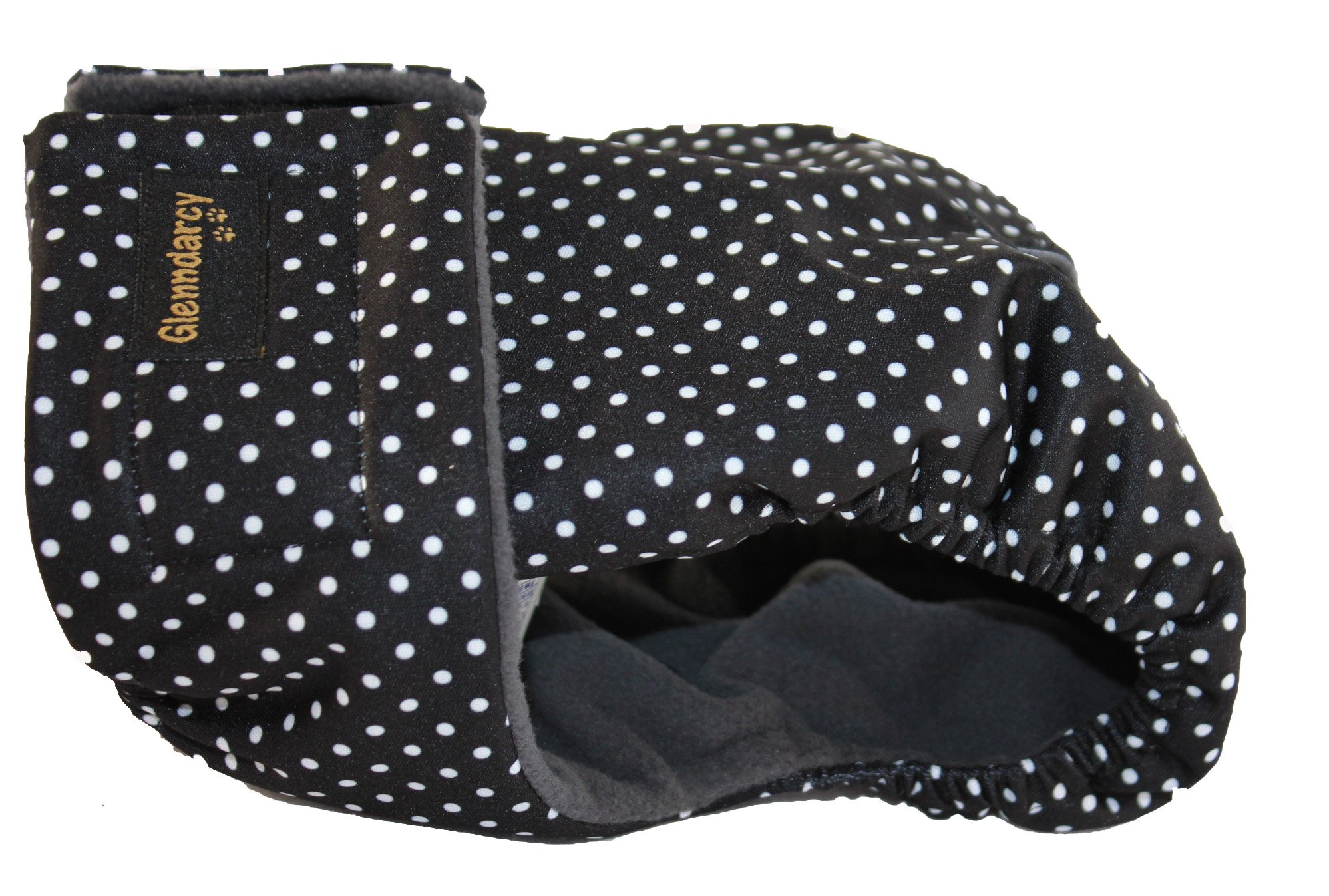 Glenndarcy Female Dog Season Diaper Nappy - Dotty Black Medium Pants & 2 Washable Pads