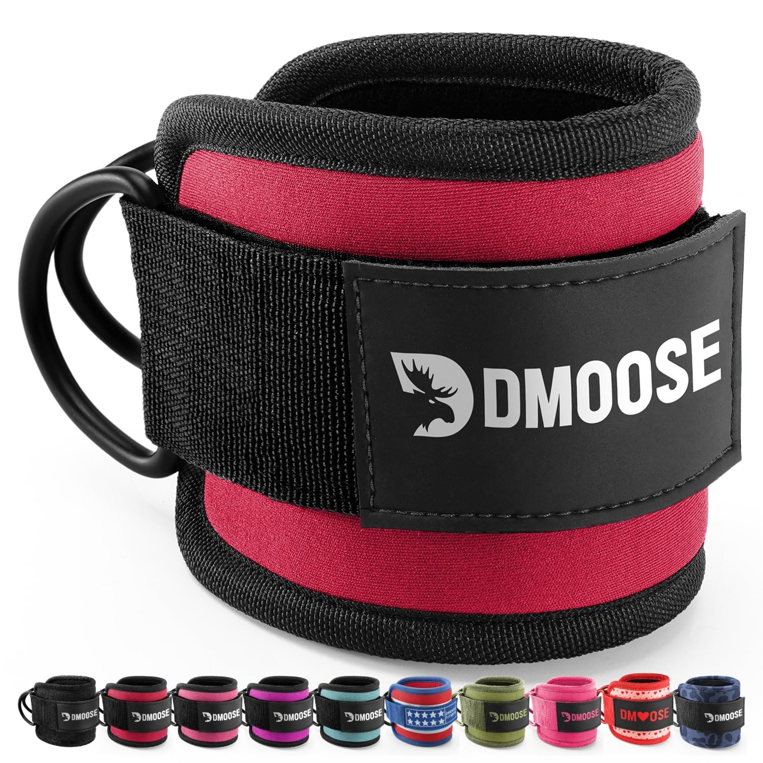 DMoose Ankle Strap for Cable Machine - One Size Fit with Premium Padding, Workout Kickback Ankle Cuffs, Ankle Bands for Working Out, Booty Workouts, Leg Extension, Hip Abductors & Lower Body Exercises