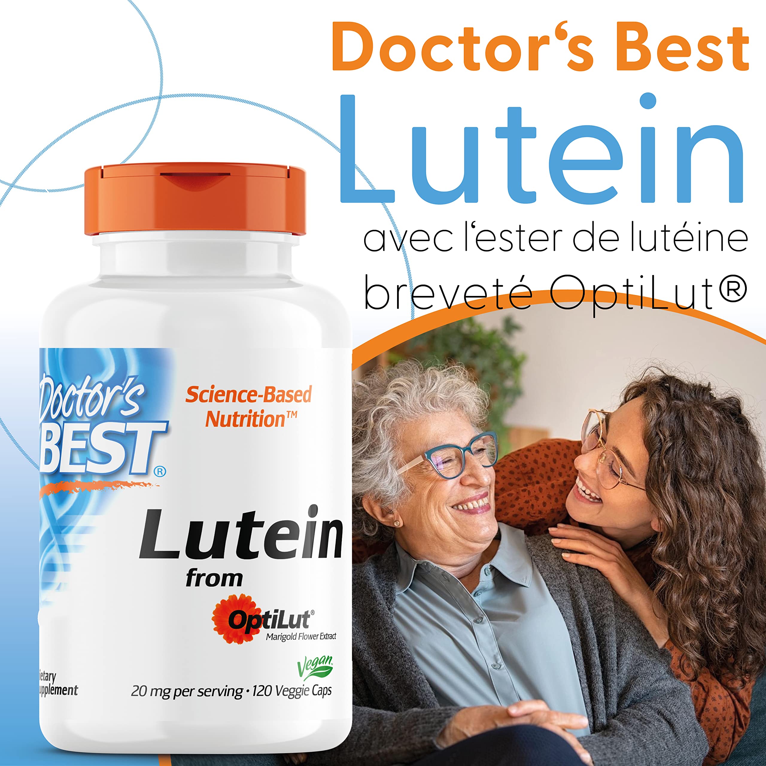 Doctor's Best, Lutéine, avec Optilut, 10 mg, 120 Capsules végétaliennes, Caroténoïde, Zéaxanthine, Testé en Laboratoire, Haute Dose, Sans Soja, Sans Gluten