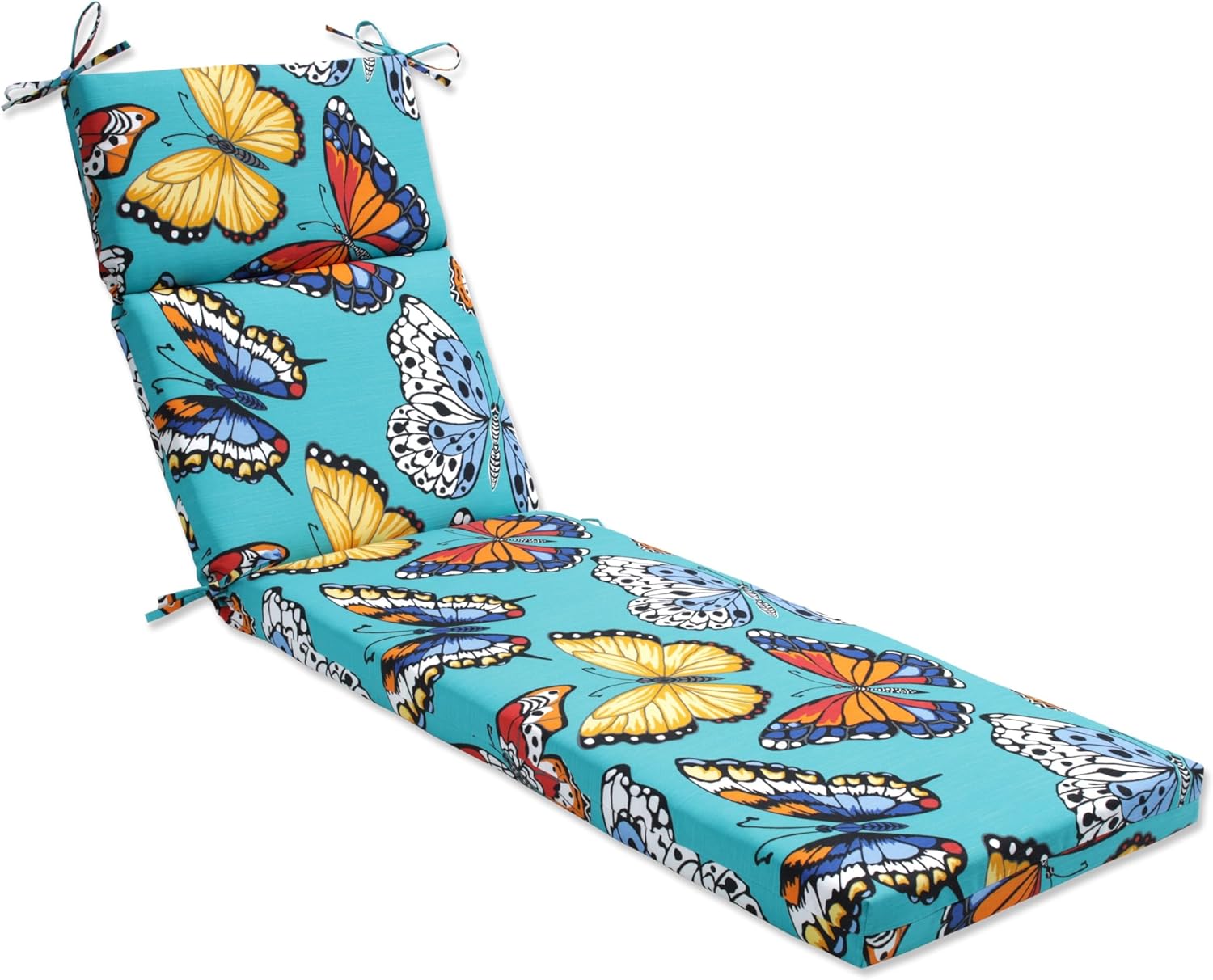 Pillow Perfect Outdoor/Indoor Butterfly Garden Turquoise Chaise Lounge Cushion, 72.5" x 21", Blue