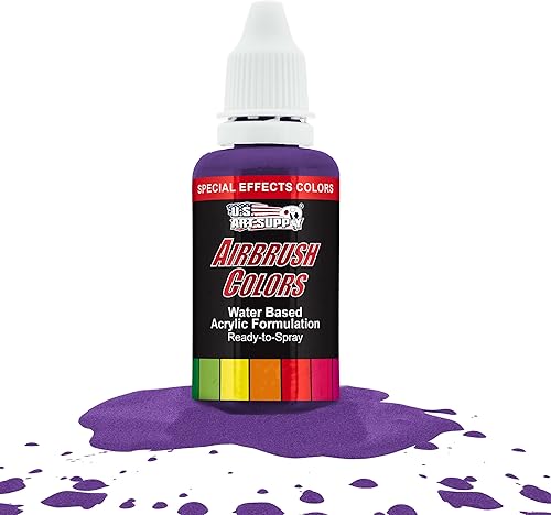 Miniatura 9 de U.S. Art Supply Pintura acrílica para aerógrafo con efectos especiales y perlas verdes, botella de 1 onza, colores no tóxicos a base de agua de